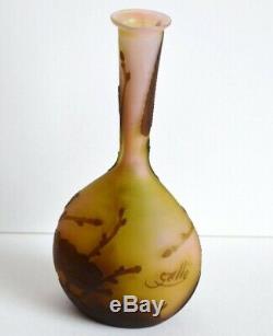 Rare ancien petit vase soliflore signé Gallé Art nouveau Jugendstil 1900