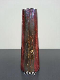 Rare ancien vase conique irisé marmoréen en verre type lithyaline fin XIX ème