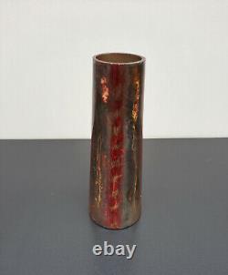 Rare ancien vase conique irisé marmoréen en verre type lithyaline fin XIX ème