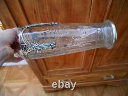 Rare ancien vase en cristal taillé Baccarat fleur feuille Argent catalogue 1916