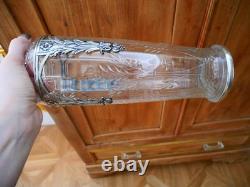 Rare ancien vase en cristal taillé Baccarat fleur feuille Argent catalogue 1916