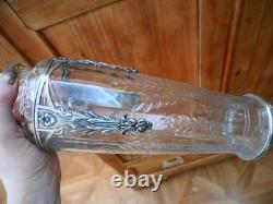 Rare ancien vase en cristal taillé Baccarat fleur feuille Argent catalogue 1916