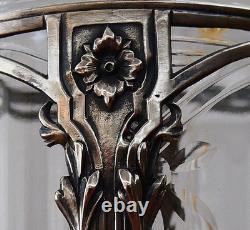 Rare ancien vase en cristal taillé Baccarat fleur feuille Argent catalogue 1916