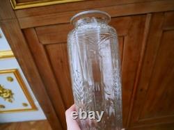 Rare ancien vase en cristal taillé Baccarat fleur feuille Argent catalogue 1916