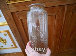 Rare ancien vase en cristal taillé Baccarat fleur feuille Argent catalogue 1916