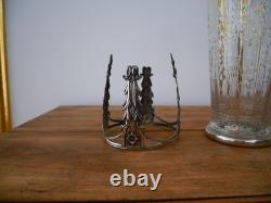 Rare ancien vase en cristal taillé Baccarat fleur feuille Argent catalogue 1916