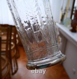 Rare ancien vase en cristal taillé Baccarat fleur feuille Argent catalogue 1916