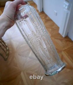 Rare ancien vase en cristal taillé Baccarat fleur feuille Argent catalogue 1916