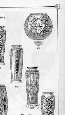 Rare ancien vase en cristal taillé Baccarat fleur feuille Argent catalogue 1916