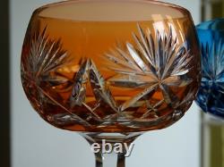 SAINT LOUIS 2 ANCIENS VERRES A VIN ROEMER CRISTAL DOUBLER COLORER ht 20 cm