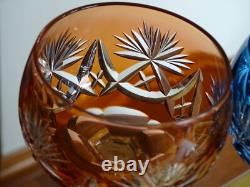 SAINT LOUIS 2 ANCIENS VERRES A VIN ROEMER CRISTAL DOUBLER COLORER ht 20 cm