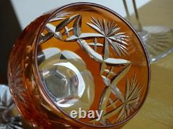SAINT LOUIS 2 ANCIENS VERRES A VIN ROEMER CRISTAL DOUBLER COLORER ht 20 cm