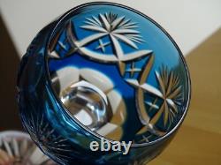 SAINT LOUIS 2 ANCIENS VERRES A VIN ROEMER CRISTAL DOUBLER COLORER ht 20 cm