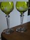SAINT LOUIS 2 ANCIENS VERRES A VIN ROEMER JAUNE CRISTAL MODELE TIFLIS 18 cm