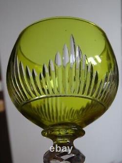 SAINT LOUIS 2 ANCIENS VERRES A VIN ROEMER JAUNE CRISTAL MODELE TIFLIS 18 cm