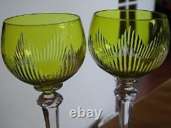 SAINT LOUIS 2 ANCIENS VERRES A VIN ROEMER JAUNE CRISTAL MODELE TIFLIS 18 cm