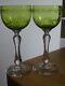SAINT LOUIS 2 ANCIENS VERRES VIN ROEMER CRISTAL GRAVURE VERT CHARTREUSE 17,8 cm