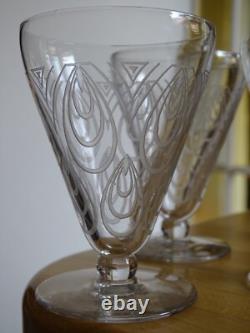 SAINT LOUIS 4 ANCIENS VERRES A VIN BLANC CRISTAL MODELE ASTRID ART DECO 9 cm