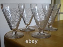 SAINT LOUIS 4 ANCIENS VERRES A VIN BLANC CRISTAL MODELE ASTRID ART DECO 9 cm