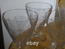 SAINT LOUIS 4 ANCIENS VERRES A VIN BLANC CRISTAL MODELE ASTRID ART DECO 9 cm