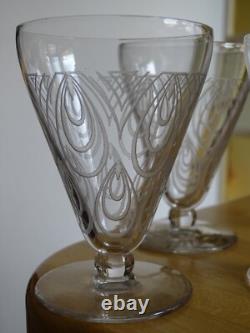 SAINT LOUIS 4 ANCIENS VERRES A VIN BLANC CRISTAL MODELE ASTRID ART DECO 9 cm