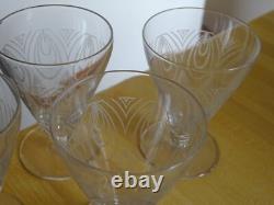 SAINT LOUIS 4 ANCIENS VERRES A VIN BLANC CRISTAL MODELE ASTRID ART DECO 9 cm