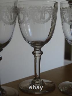 SAINT LOUIS 4 ANCIENS VERRES VIN BLANC APERITIF CRISTAL MOD MILLET ht 12 cm 1920