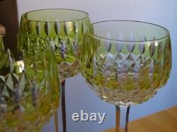 SAINT LOUIS 4 ANCIENS VERRES VIN COULEUR ROEMER CRISTAL COULEUR JAUNE ht 18,5 cm
