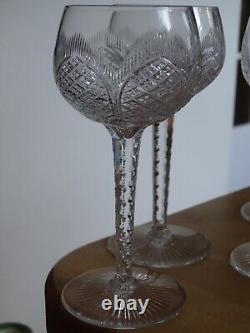 SAINT LOUIS 4 ANCIENS VERRES VIN ROUGE CRISTAL TAILLER MOD TIVOLI 1900 ht 17 cm