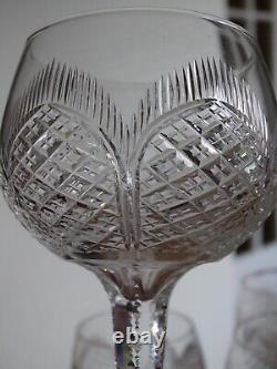 SAINT LOUIS 4 ANCIENS VERRES VIN ROUGE CRISTAL TAILLER MOD TIVOLI 1900 ht 17 cm