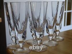 SAINT LOUIS 6 ANCIENNES FLUTES A CHAMPAGNE CRISTAL MODELE JERSEY ht 17 cm