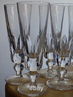 SAINT LOUIS 6 ANCIENNES FLUTES A CHAMPAGNE CRISTAL MODELE JERSEY ht 17 cm