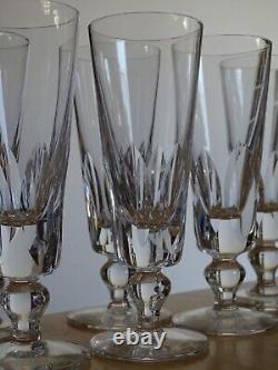 SAINT LOUIS 6 ANCIENNES FLUTES A CHAMPAGNE CRISTAL MODELE JERSEY ht 17 cm