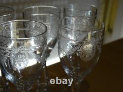 SAINT LOUIS 6 ANCIENS VERRES A LIQUEUR CRISTAL GRAVURE SAPHO 3219 ht 10,5 cm