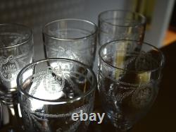 SAINT LOUIS 6 ANCIENS VERRES A LIQUEUR CRISTAL GRAVURE SAPHO 3219 ht 10,5 cm