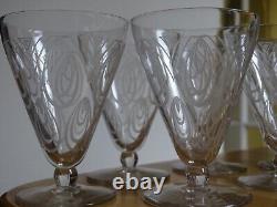 SAINT LOUIS 6 ANCIENS VERRES A VIN BLANC CRISTAL MODELE ASTRID ART DECO ht 9 cm