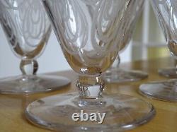 SAINT LOUIS 6 ANCIENS VERRES A VIN BLANC CRISTAL MODELE ASTRID ART DECO ht 9 cm