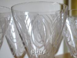 SAINT LOUIS 6 ANCIENS VERRES A VIN BLANC CRISTAL MODELE ASTRID ART DECO ht 9 cm