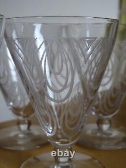 SAINT LOUIS 6 ANCIENS VERRES A VIN BLANC CRISTAL MODELE ASTRID ART DECO ht 9 cm