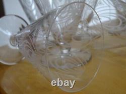 SAINT LOUIS 6 ANCIENS VERRES A VIN BLANC CRISTAL MODELE ASTRID ART DECO ht 9 cm