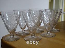 SAINT LOUIS 6 ANCIENS VERRES A VIN BLANC CRISTAL MODELE ASTRID ART DECO ht 9 cm