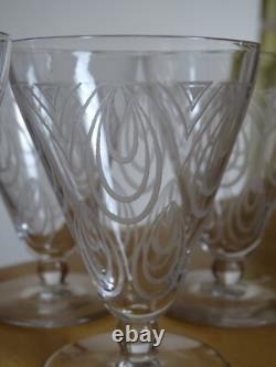 SAINT LOUIS 6 ANCIENS VERRES A VIN EN CRISTAL MODELE ASTRID ART DECO ht 9,8 cm