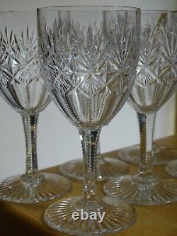 SAINT LOUIS 6 ANCIENS VERRES A VIN ROUGE CRISTAL MODELE GAVARNI 1930 ht 14,5 cm