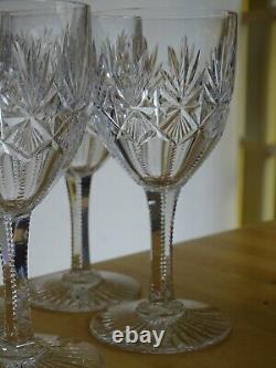 SAINT LOUIS 6 ANCIENS VERRES A VIN ROUGE CRISTAL MODELE GAVARNI 1930 ht 14,5 cm
