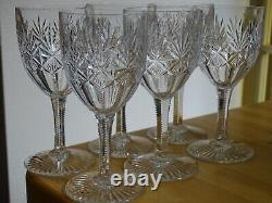SAINT LOUIS 6 ANCIENS VERRES A VIN ROUGE CRISTAL MODELE GAVARNI 1930 ht 14,5 cm