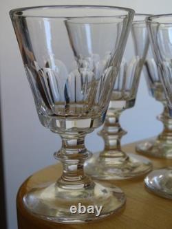 SAINT LOUIS 6 ANCIENS VERRES A VIN ROUGE CRISTAL TAILLER CATON ht 11,3 cm 19 EME