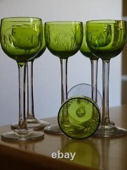 SAINT LOUIS 6 ANCIENS VERRES LIQUEUR CRISTAL GRAVER TALMA DOUBLER COLORER 10,5 c