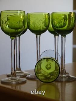 SAINT LOUIS 6 ANCIENS VERRES LIQUEUR CRISTAL GRAVER TALMA DOUBLER COLORER 10,5 c