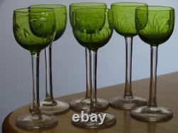 SAINT LOUIS 6 ANCIENS VERRES LIQUEUR CRISTAL GRAVER TALMA DOUBLER COLORER 10,5 c