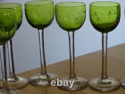 SAINT LOUIS 6 ANCIENS VERRES LIQUEUR CRISTAL GRAVER TALMA DOUBLER COLORER 10,5 c